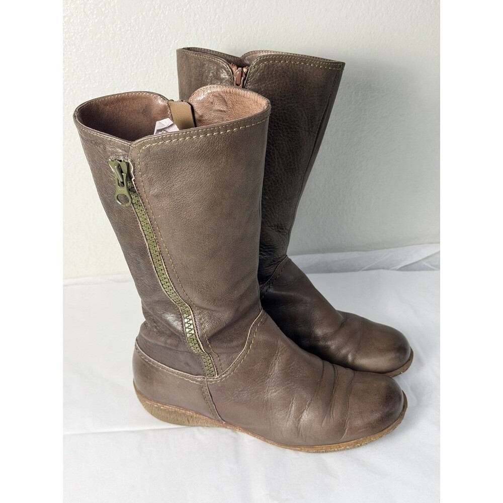 Wonders Spain Women’s Leather Mid-Calf Boots Brown Taupe Size 38 US 7.5-8 Zip